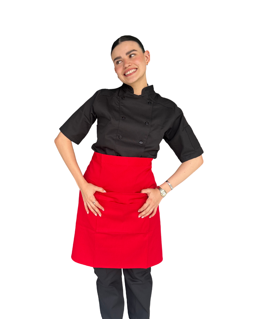 [R92302-600-M] zittro Medio Mandil Delantal Chef Unisex Rojo