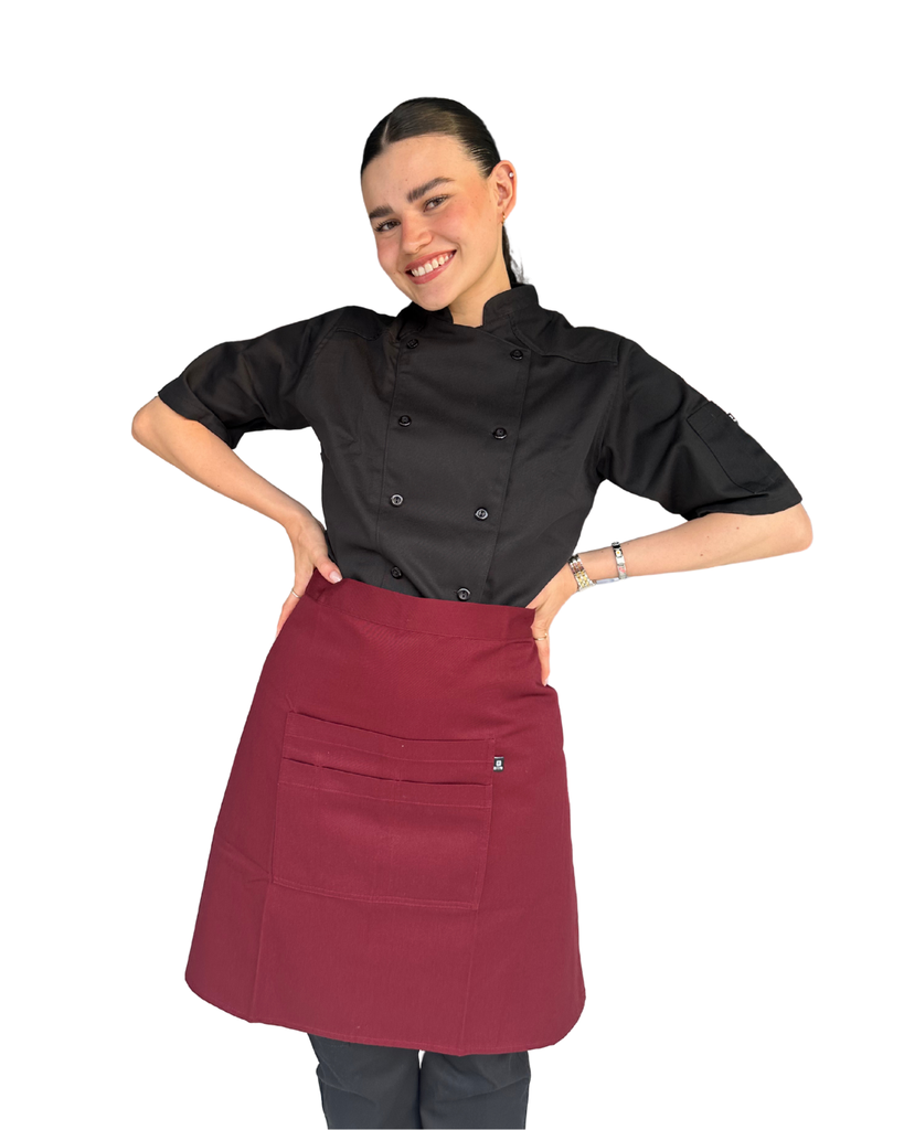 [R92351 607 M] zittro Medio Mandil Delantal Chef Unisex Vino