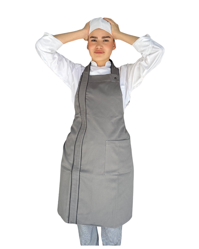 [R920302-000] zittro Mandil Delantal Chef Unisex Franja Gris Oxford