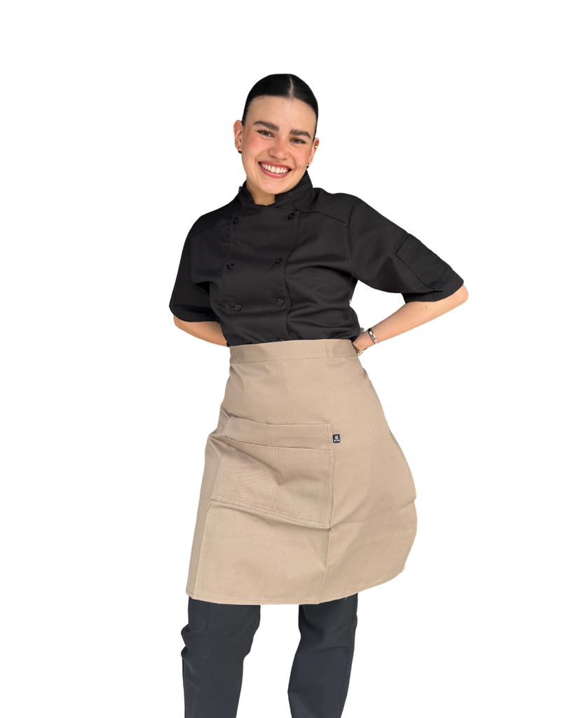 [R92351-223 M] zittro Medio Mandil Delantal Chef Unisex Canela