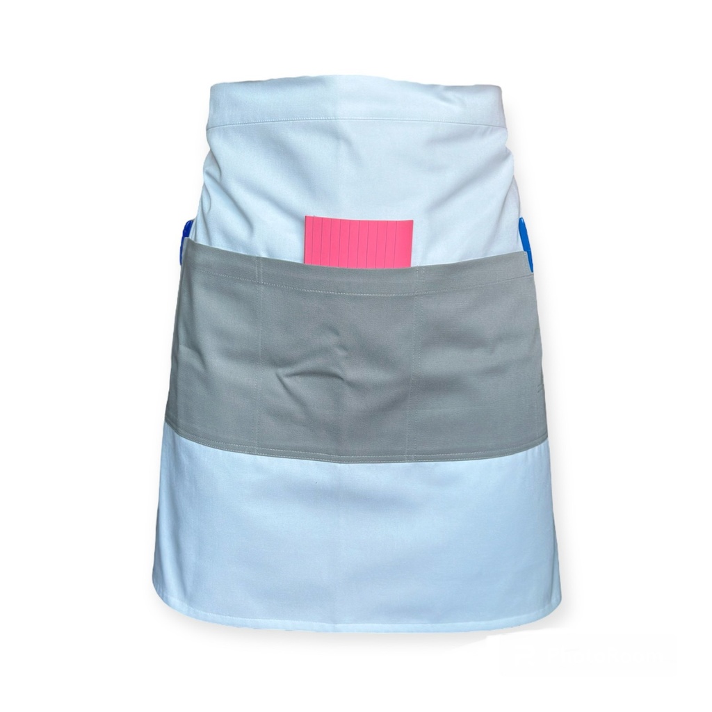 [R92305-100] zittro Medio mandil delantal Unisex color Block Blanco/Gris Perla