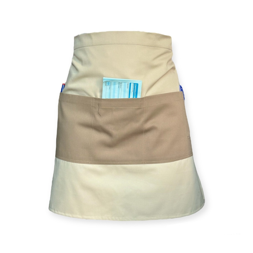 [R92305-223] zittro Medio mandil delantal color Block Arena/Canela R92305-223