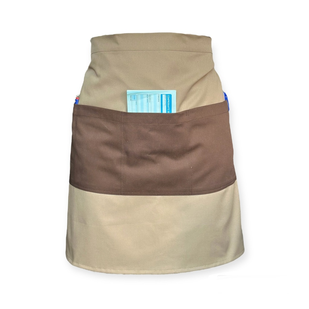 [R92305-200] zittro Medio mandil delantal Unisex color Block Canela/Chocolate